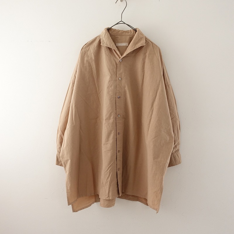 //ネストローブ nest Robe *コットンラミー オープンカラーカシュクールシャツ*Fオーバーサイズベージュ(33-2402-472)【80C42】