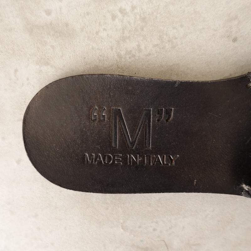 //エムフロムイタリー “M” from ITALY *ハラコレザーサンダル 37/23.5*黒ブラック皮革靴シューズ(sh5-2310-2)【12J32】_画像8