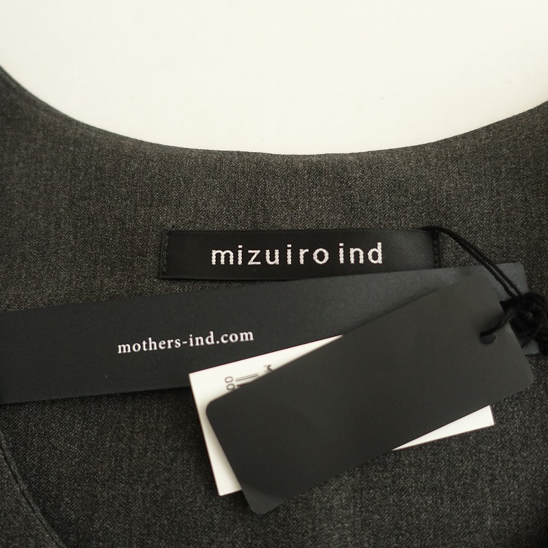 //【美品/定価1.9万】ミズイロインド mizuiro-ind *フレアジャンパースカート*Fチャコールグレーワンピース(25-2402-347)【71C42】_画像5