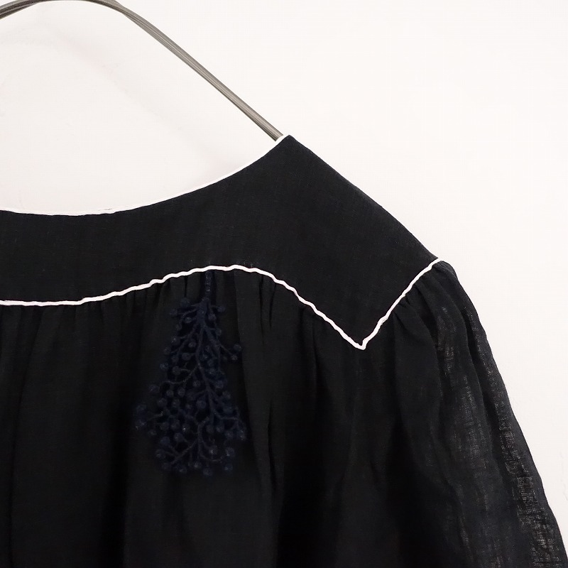 //[ regular price 4.1 ten thousand ] mina perhonen mina perhonen *loistaalinengya The - blouse *36 black black half sleeve (33-2402-734)[81C42]