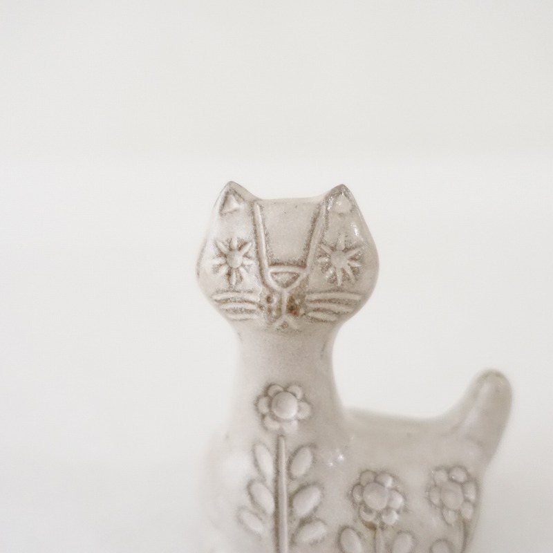 //陶工房キエリ舎 pottery kielisha *花ねこのオブジェ*ネコインテリア置き物【陶器】(wa85-2403-3)【12C42】の画像6