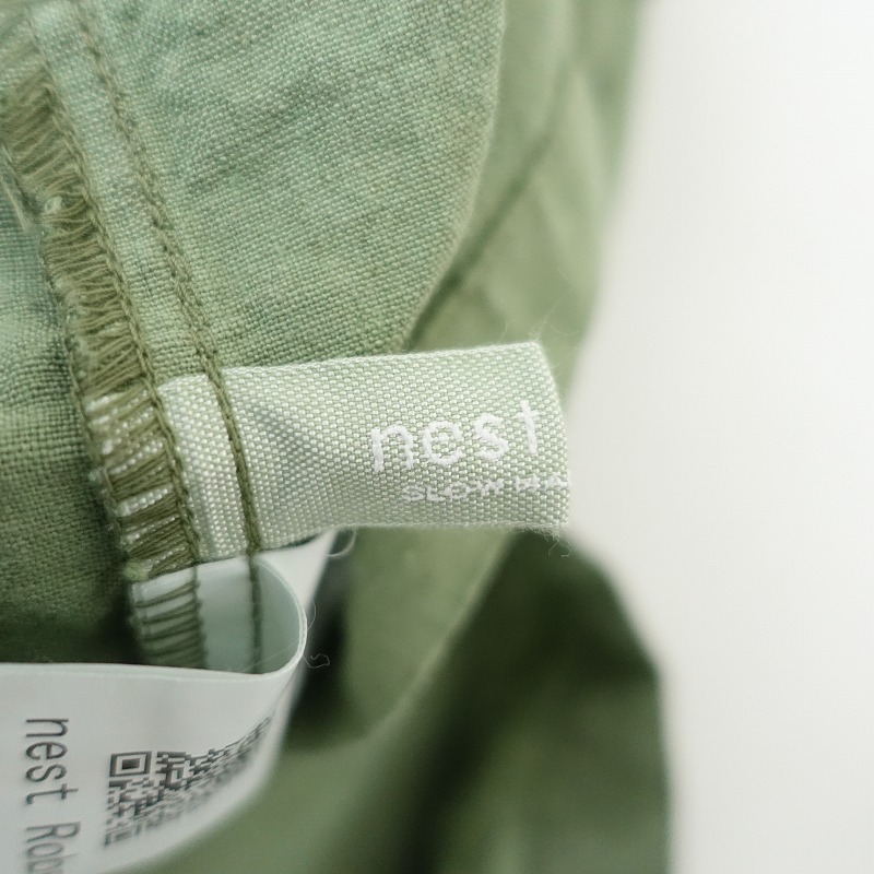 //【2023】ネストローブ nest Robe *バックVネックノースリーブワンピース*F麻ドレス2WAYコクーングリーン(27-2403-4)【52C42】_画像7