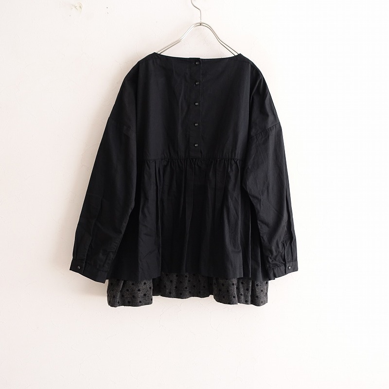 // Beams Boy BEAMS BOY * dot frill tia-dogya The - blouse * pull over shirt black black (1-2403-148)[62C42]