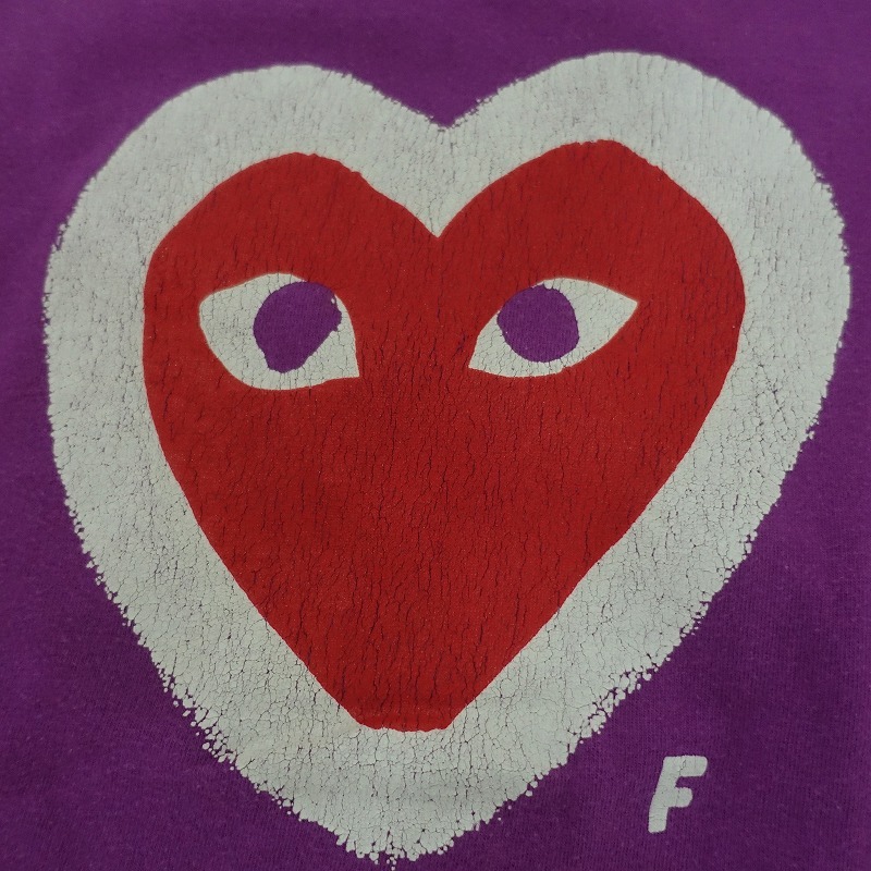 //【難あり】コムデギャルソン PLAY COMME des GARCONS *フロントレッドハートプリントTシャツ*XSパープル綿(2-2403-177)【62C42】の画像7