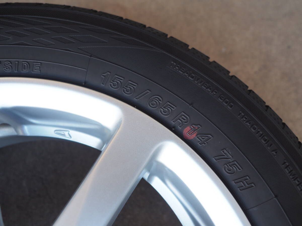 N219　送料無料　ダイハツ純正　4.5Jx14 +45 PCD100 4穴　155/65R14　1本9分山　アルミホイール　タント　ムーブ　ウェイク_画像5