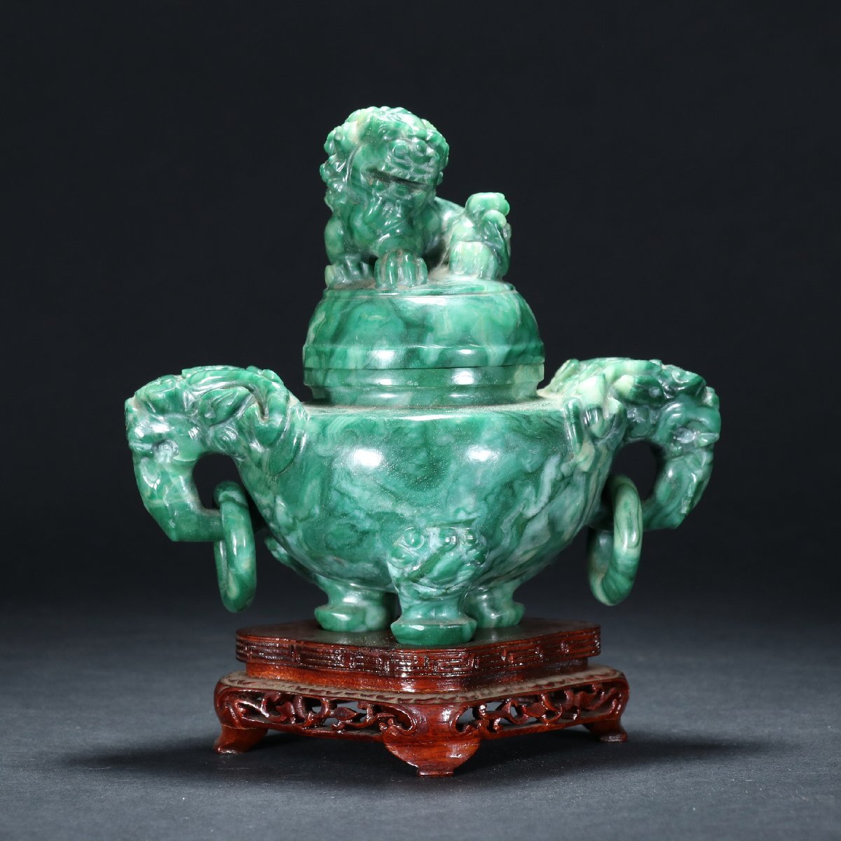 日本最大のブランド 中国美術工芸 玉石彫刻香炉 2体セット 彫刻