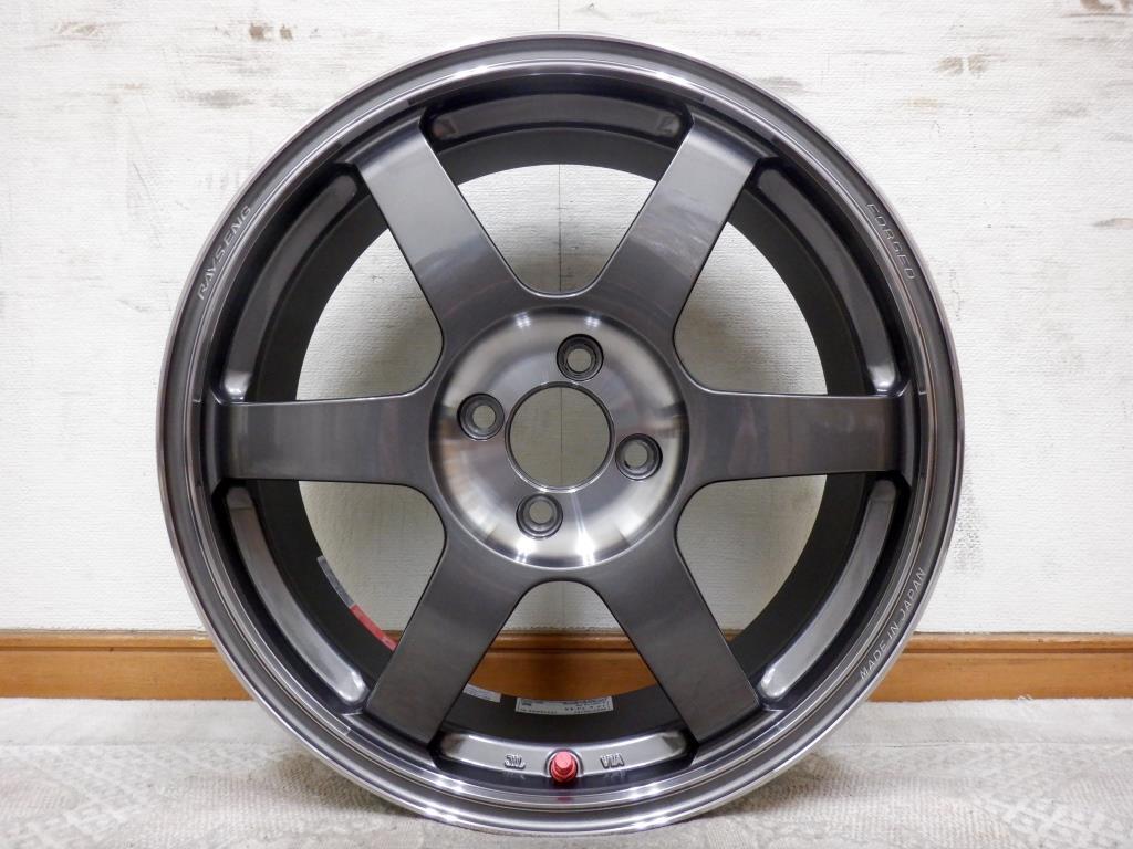 レイズ RAYS ボルクレーシング TE37 SAGA SL 鍛造 FORGED 7J +44 100 スイフト ヤリス アクア ガリキズなし 超美品 4本の画像6