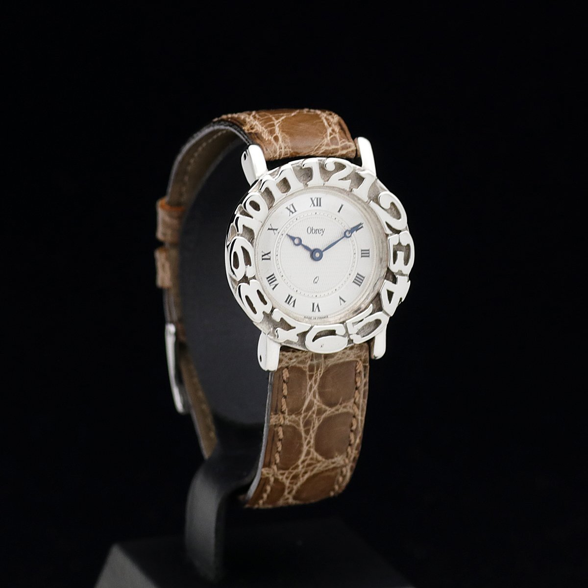  beautiful goods battery replaced Obreyo Bray hand made round figure bezel Sv925 lady's quartz silver face box guarantee 