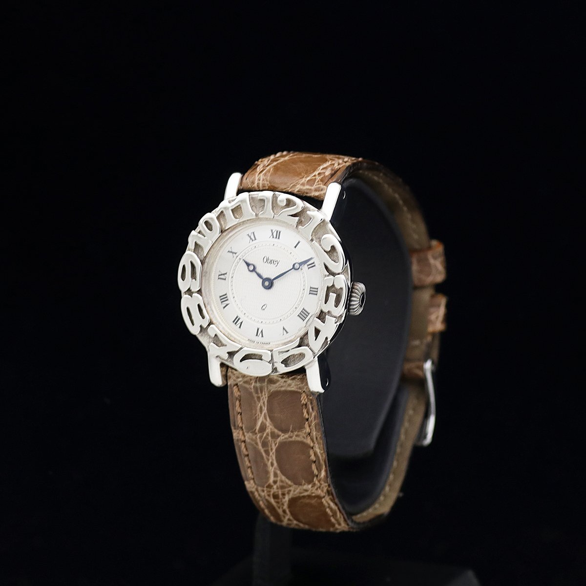  beautiful goods battery replaced Obreyo Bray hand made round figure bezel Sv925 lady's quartz silver face box guarantee 