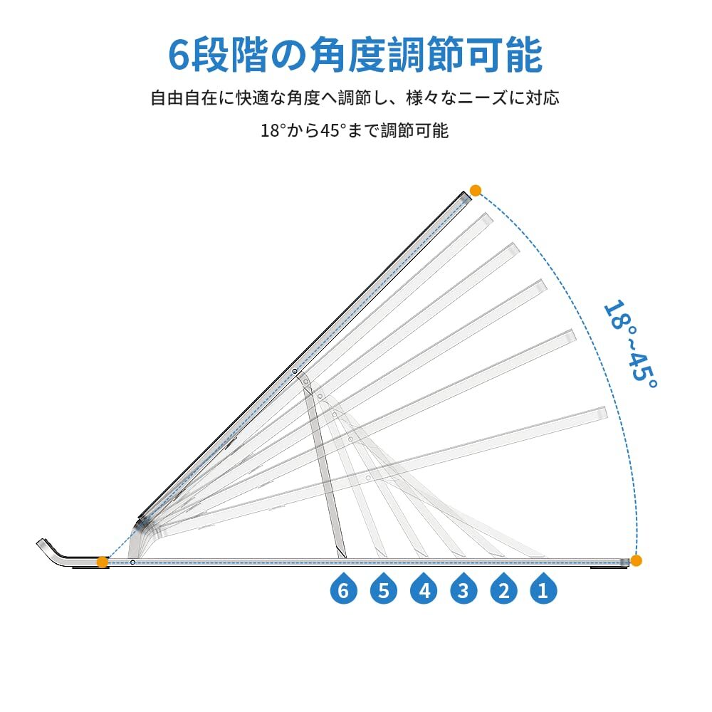 【人気商品】ACS05 姿勢改善 放熱 収納袋付き 持ち運び便利 滑り止め 角度調節 12-16インチ対応 ノートパソコン用 ペン