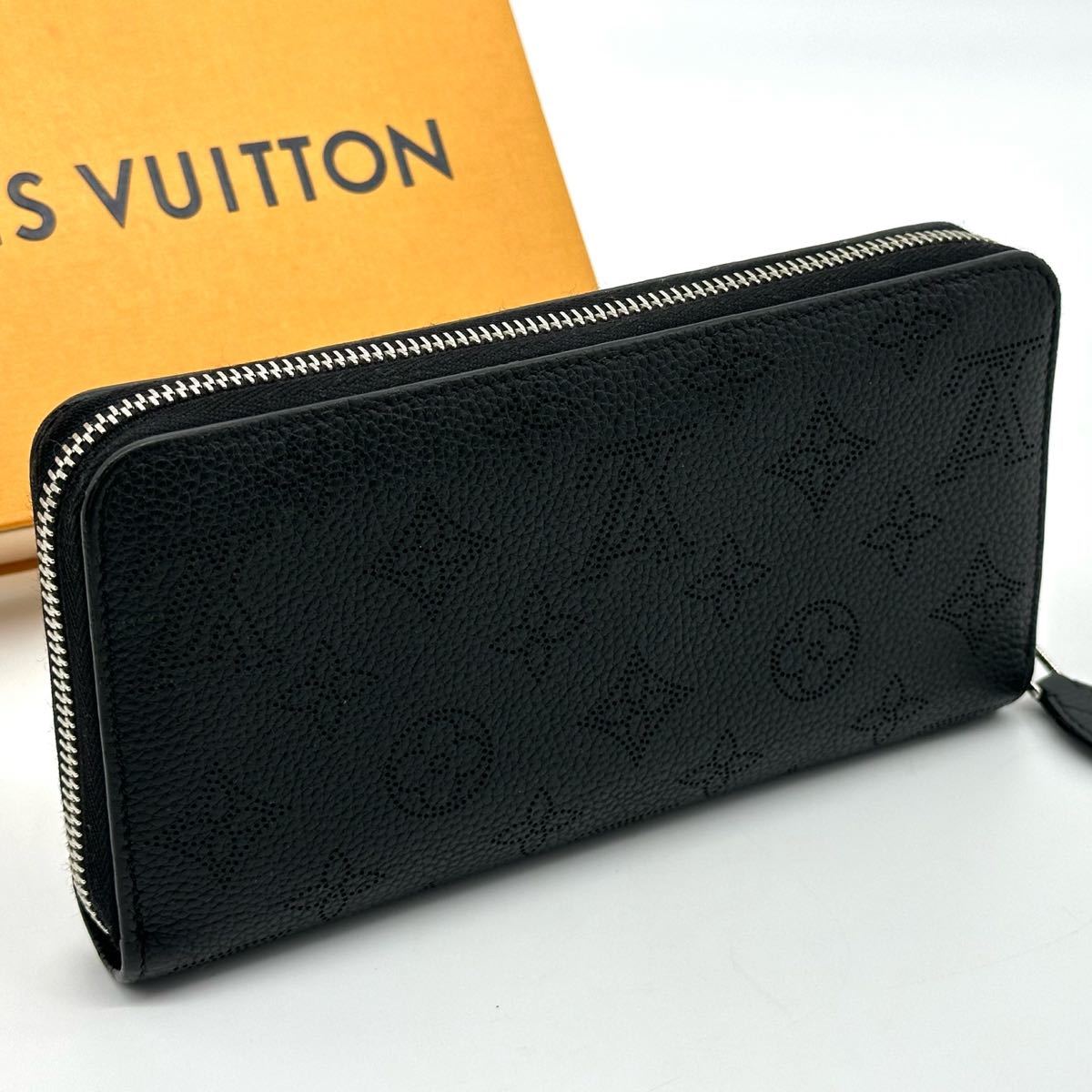 LOUIS VUITTON ルイヴィトン 長財布 モノグラム ジッピー・ウォレット マヒナ レザー ノワール ブラック 黒