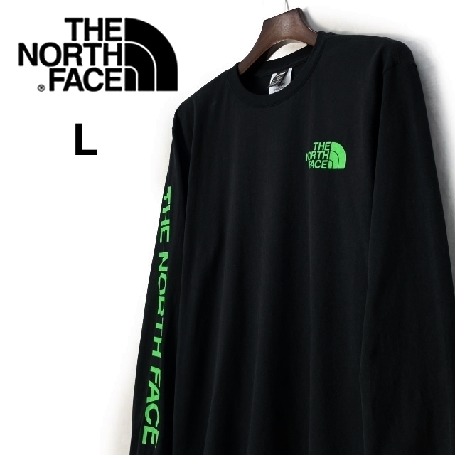 1円～!売切!【正規新品】THE NORTH FACE◆L/S HIT GRAPHIC TEE 長袖 Tシャツ ロンT US限定 2023最新 袖ロゴ 男女兼用(L)黒 180902-23_画像2