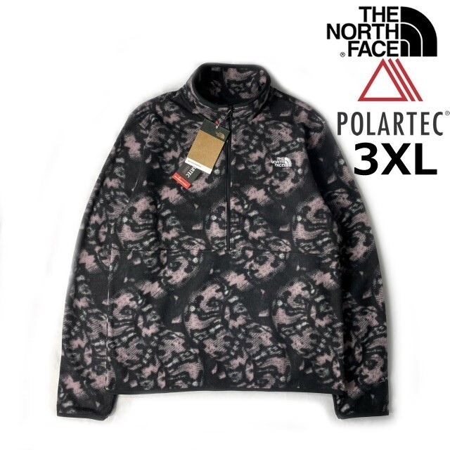 1円～!売切!【正規新品】THE NORTH FACE ALPINE POLARTEC 100 1/2 ZIP フリース 軽量 US限定 ポーラテック(3XL)グレー 総柄 181024-35_画像1