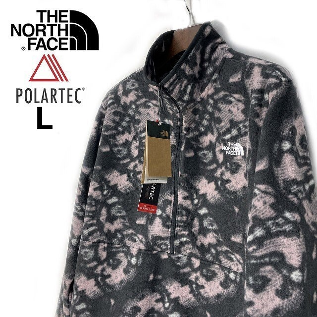 1円～!売切!【正規新品】THE NORTH FACE◆ALPINE POLARTEC 100 1/2 ZIP フリース 軽量 US限定 ポーラテック(L)グレー 総柄 181024-35_画像2