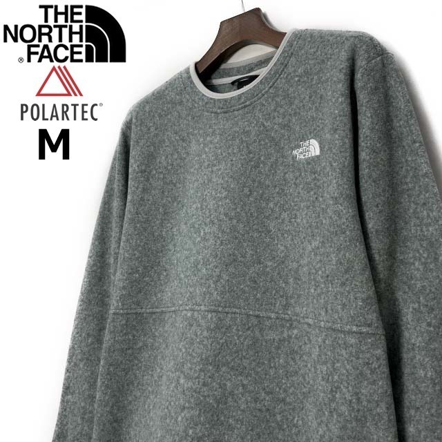 1円～!売切!【正規新品】THE NORTH FACE◆ALPINE POLARTEC 100 CREW フリース US限定 軽量 ポーラテック 刺繍 男女兼用(M)グレー 181024-30_画像2