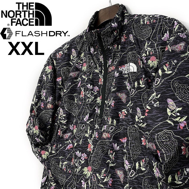 1円～!売切!【正規新品】THE NORTH FACE◆W HYDRENALINE PULLOVER ウインドパーカー US限定 速乾 軽量 等高線(XXL)黒 花柄 総柄 180915-15_画像2