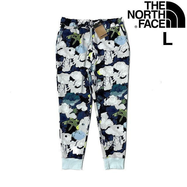 1円～!売切!【正規新品】THE NORTH FACE◆ALL OVER PRINT JOGGER ジョガーパンツ US限定 フローラル 裏起毛(L)紺 総柄 190110-35_画像1