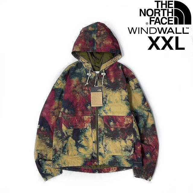 1円～!売切!【正規新品】THE NORTH FACE◆W PRINTED RIPSTOP WIND HOODIE マウンテンパーカー US限定 防風 茶タグ(XXL)茶 総柄 180915-15_画像1