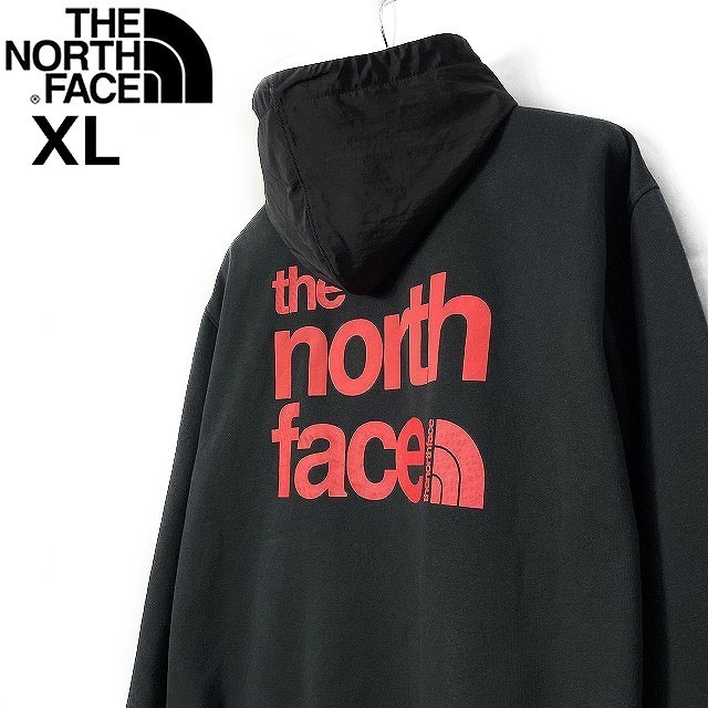 1円～!売切!【正規新品】THE NORTH FACE◆W COORDINATES HOODIE パーカー US限定 フードナイロン切替 ハーフドームロゴ(XL)黒 181130-15_画像2