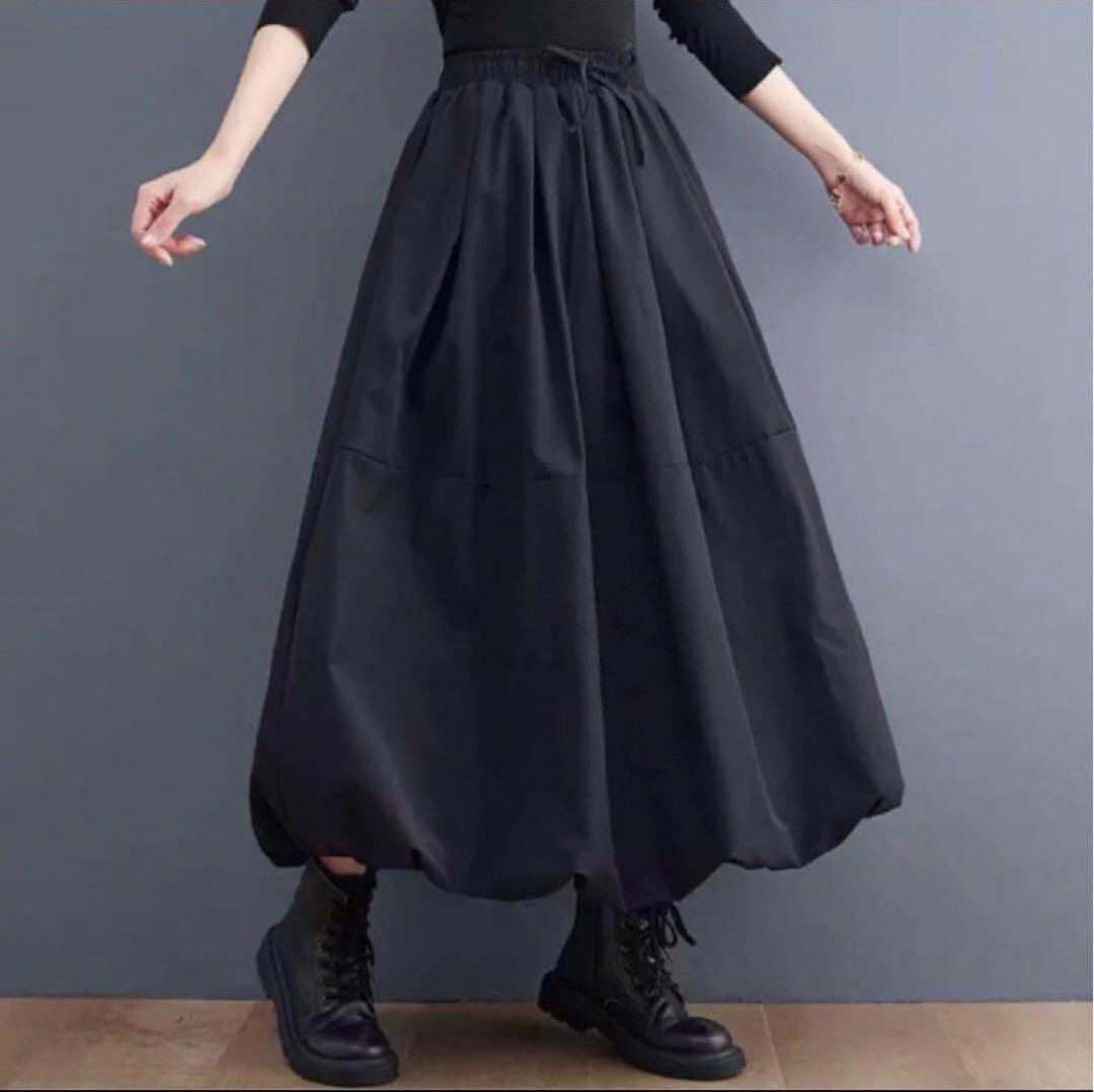 【XLサイズ】 バルーンスカート サルエル ブラック ロングスカート シンプル_画像5