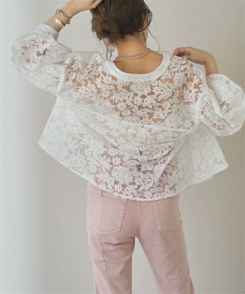 ... sleeve flower race cardigan white see-through tops blouse lace bra light white tops 