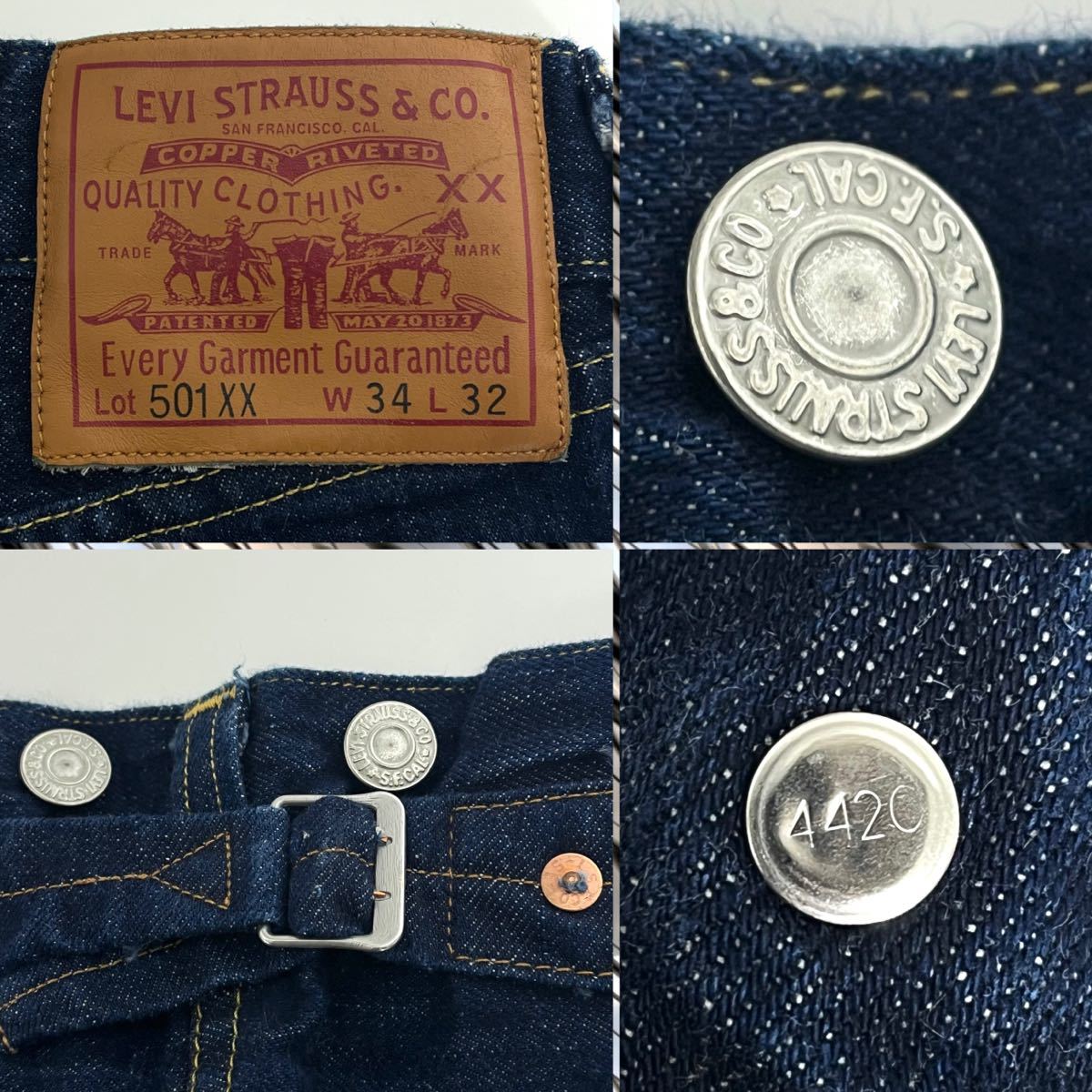 LEVI'S リーバイス 501XX 1933年モデル ヴィンテージ 33501 赤耳 復刻 シンチバッグ 4420デニムパンツ 米国製 ジーンズ 501 LVC W34 L32 _画像9