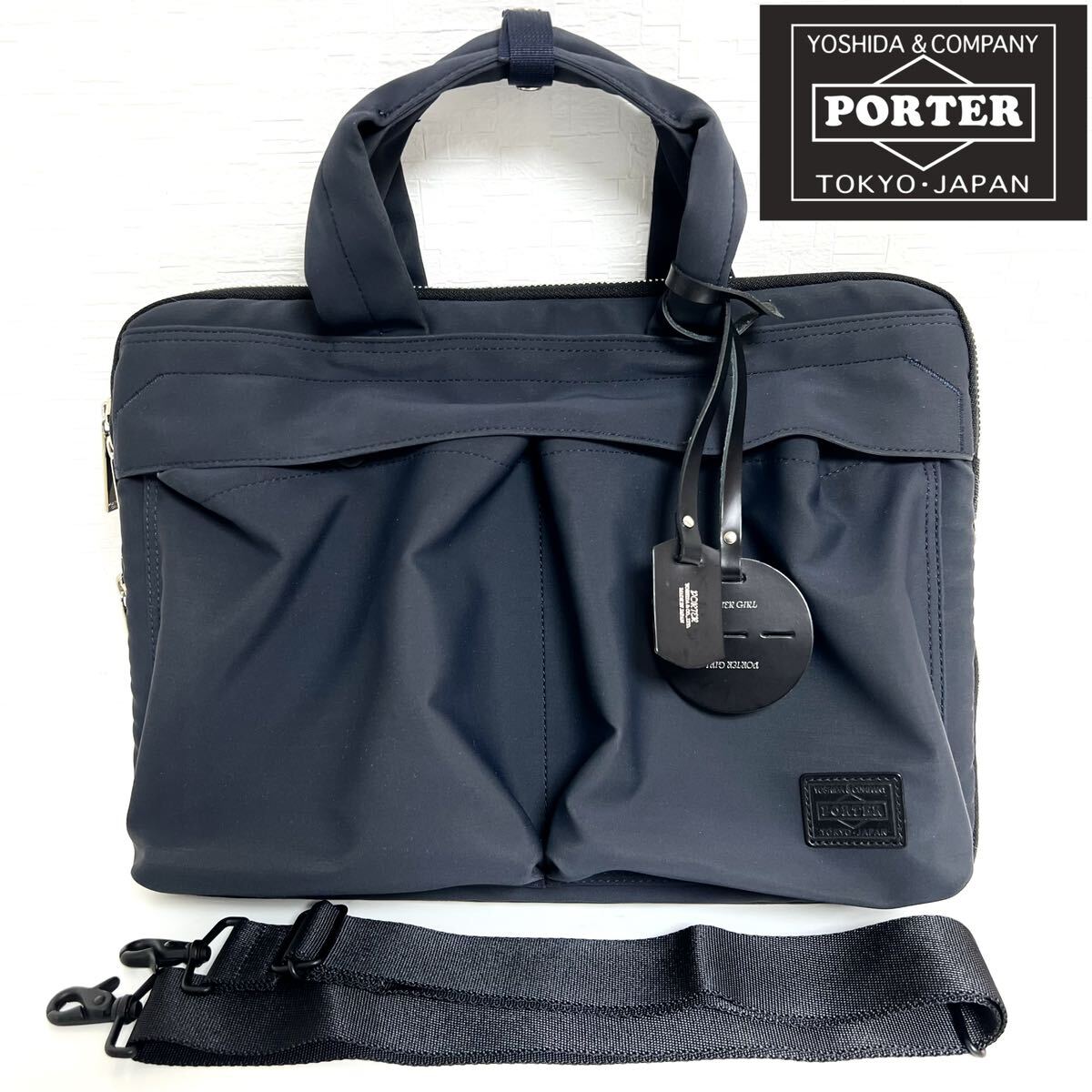 PORTER Porter Yoshida bag WREN Len 2WAY briefcase 833-16175 business bag shoulder bag unisex lady's navy blue 