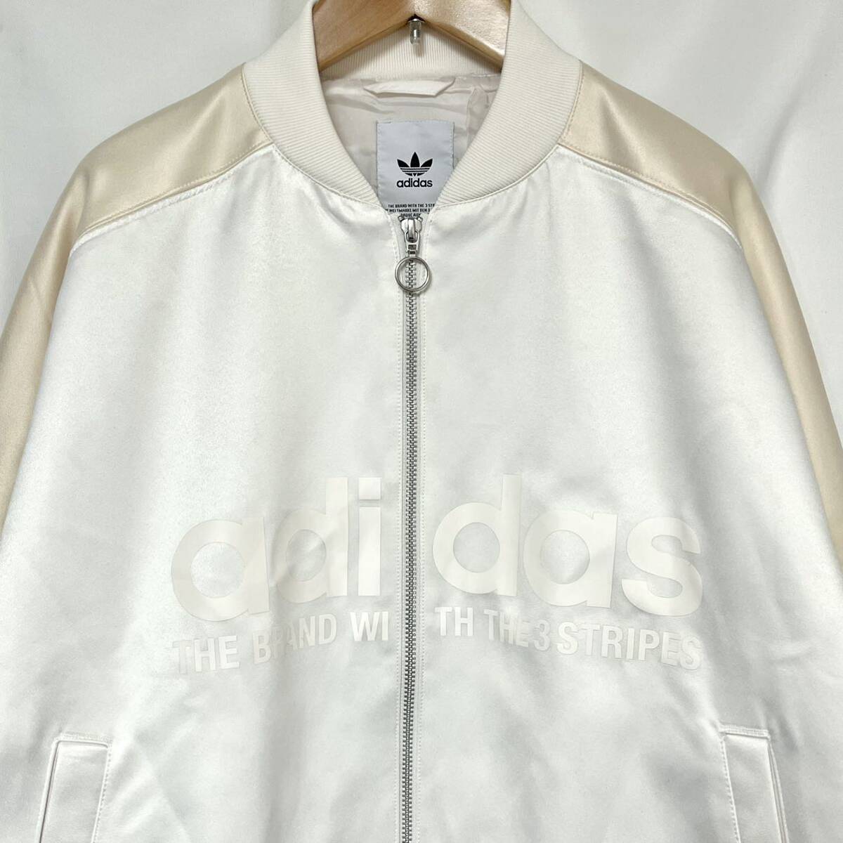 adidas アディダス IMITATION BIG JACKET サテン 生地 ビッグ ジャケット トラック トップ ジャケット レディース オーバーサイズ　M