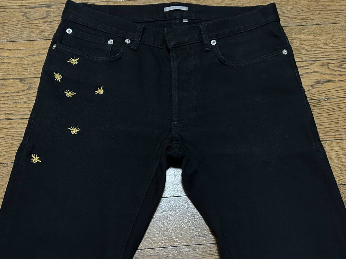 Dior homme ディオールオム BEE刺繍 SLIM 17.5 863DS11W9493 ストレッチ デニムパンツ 未裾直 イタリア製 ブラック 30 BJBD.C_画像3