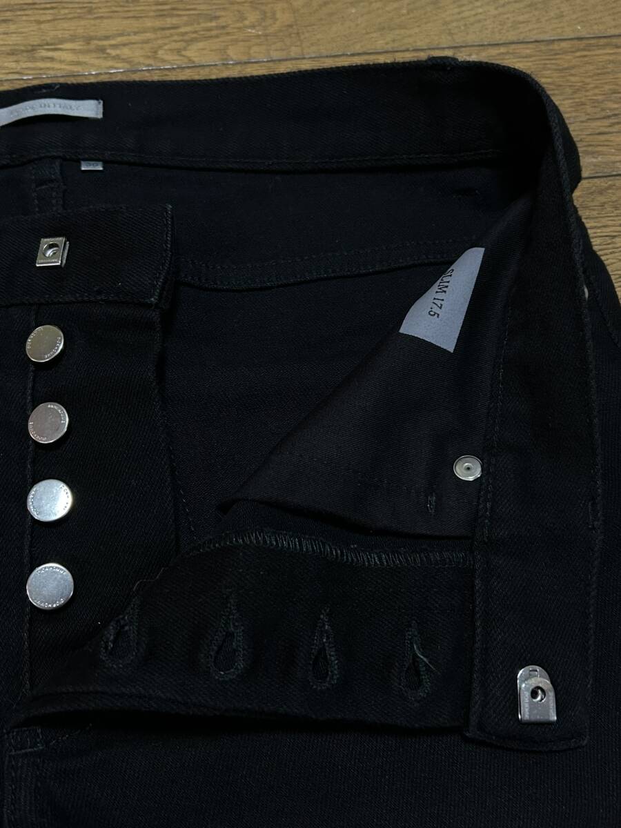 Dior homme ディオールオム BEE刺繍 SLIM 17.5 863DS11W9493 ストレッチ デニムパンツ 未裾直 イタリア製 ブラック 30 BJBD.C_画像7