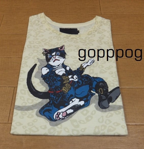 中川翔子 着用 荒木飛呂彦 × ultra-violence ドルチ Tシャツ Lサイズ 美品 死刑執行中脱獄進行中 猫 ネコ しょこたん ジョジョ展 送料無料