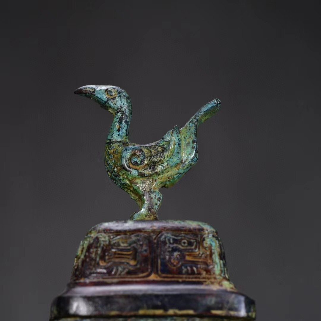 商周時代 ・青銅器 收藏 【青銅立鳥双獣壺 風水置物】中國古美術 商周時代 ・青銅器 收藏 【青銅立鳥双獣壺 風水置物】中國古美術