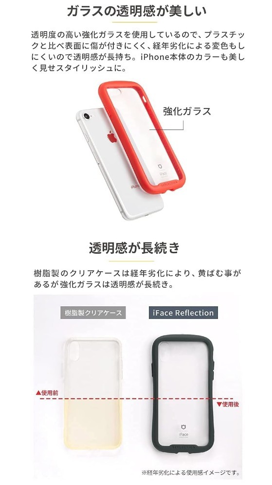 送料無料 新品 iFace iPhone 14 専用 ケース クリア 強化ガラス (ブラック)【アイフェイス アイフォン14 耐衝撃 透明 ストラップホール】_画像4