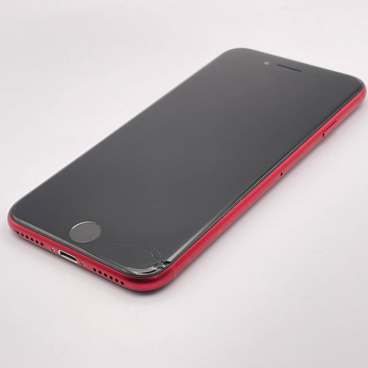 中古 ジャンク品扱い 画面割れ Apple アップル iPhone SE 第2世代 64GB (PRODUCT)RED SIMロック解除済み SIMフリー 1円 から 売り切り_画像1