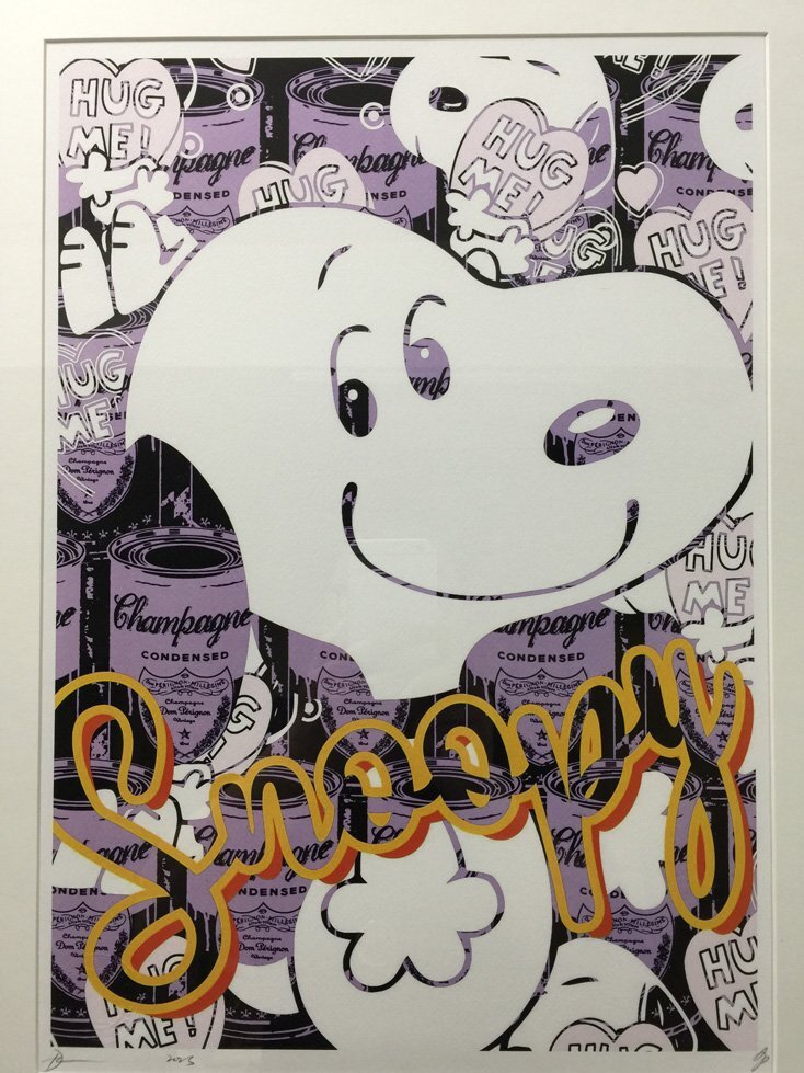 DEATH NYC 額付き 世界限定100枚 アートポスタ スヌーピー SNOOPY 愛の形 Andy Warhol スプレー缶 Tomato Soup 紫の 現代アート_画像6