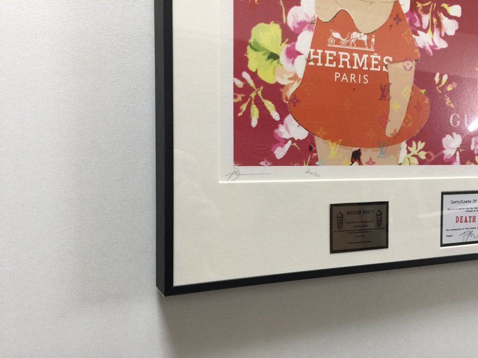 DEATH NYC 額付き 世界限定100枚 アートポスター 奈良美智 草間彌生 ドット ワンピース エルメス HERMES 花 現代アート_画像5