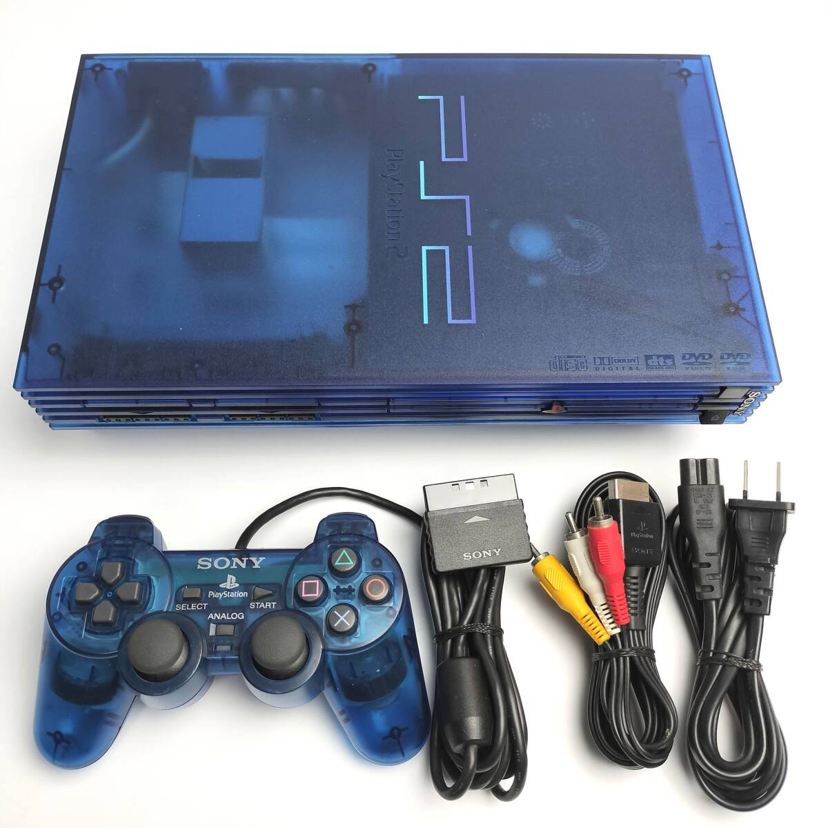 動作確認済み 希少カラー オーシャンブルー PS2 本体セット 動作確認済み 希少カラー オーシャンブルー PS2 本体セット