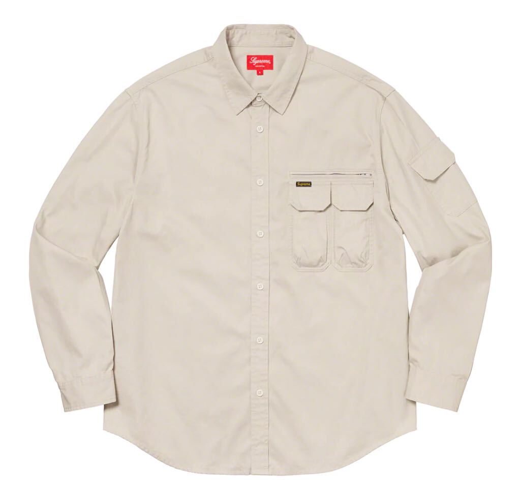 Supreme 20FW Twill Multi Pocket Shirt Stone L シュプリーム_画像1