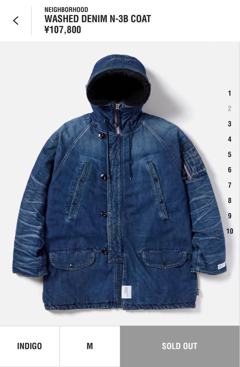 23AW NEIGHBORHOOD WASHED DENIM N-3B COAT