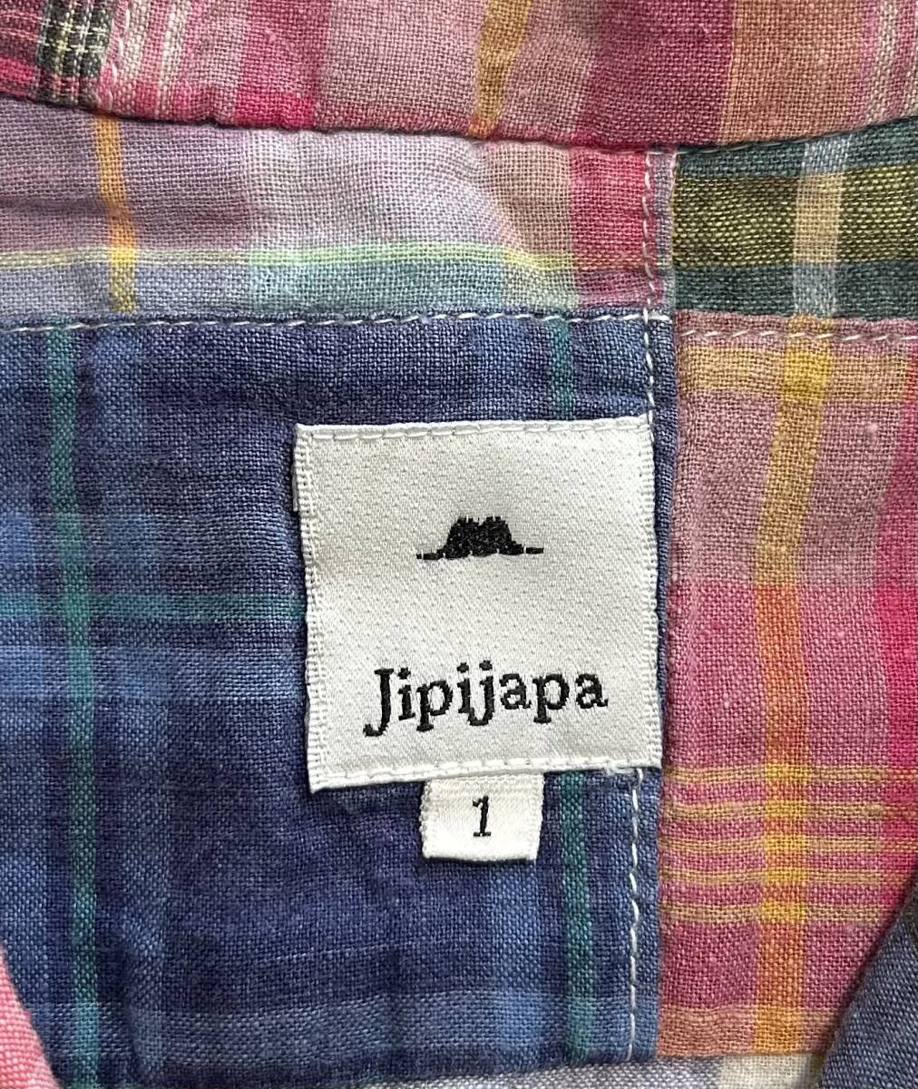 jipijapa ヒピハパ 長袖 シャツ チェック パッチワーク プルオーバーシャツ サイズ1 綿100％_画像6