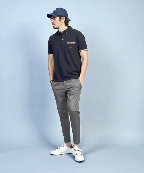 【The DUFFER of ST.GEORGE】ANKLE CUT T/C TROUSERS コットンストレッチ アンクル丈 スラックス トラウザーズ パンツ XL グレー 美品_画像1