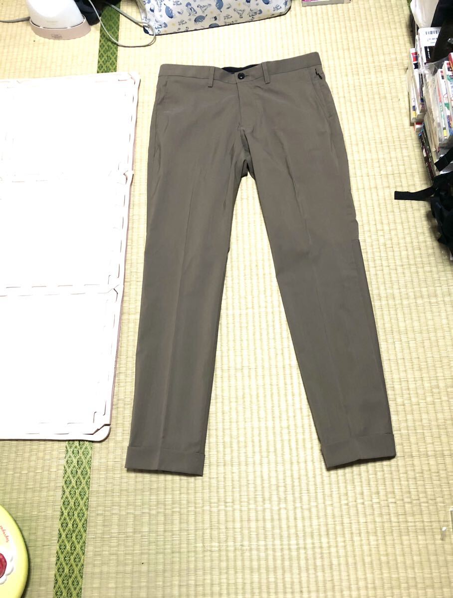 【junhashimoto】ジュンハシモト X VI PANTS S’120 WOOL SOLO ストレッチ テーパード パンツ 5 ベージュ 日本製 美品の画像3