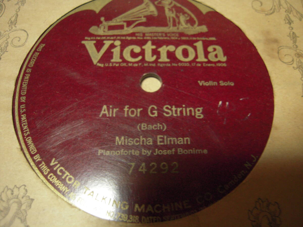 [US запись 12. одна сторона SP][Bach Airfor G String/Elman]Victrola