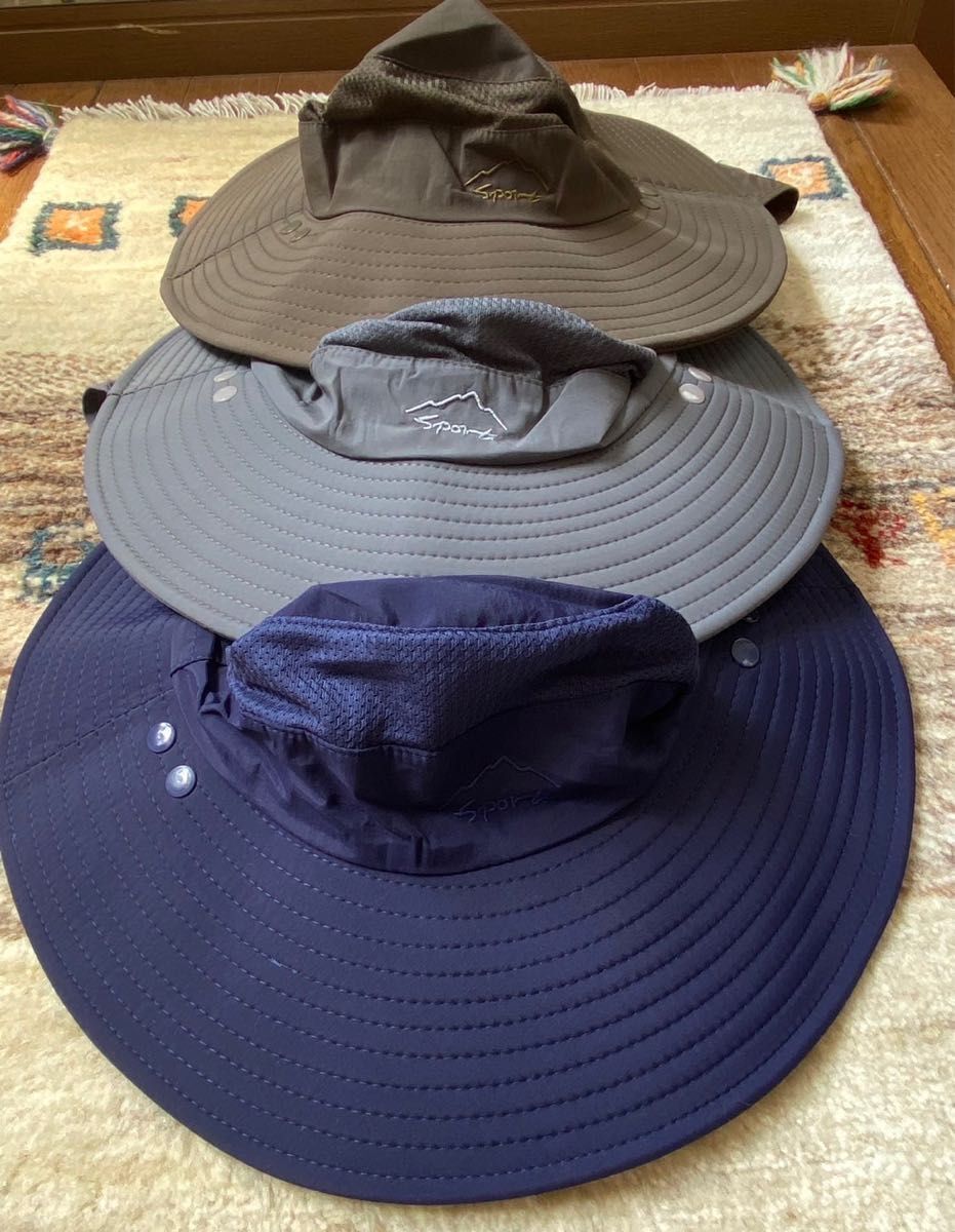 ネイビー　人気　サファリハット　日よけ帽子　超軽量　速乾　メッシュ　UVカット　紫外線対策　キャンプ　送料無料