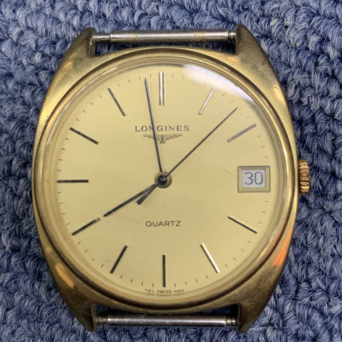 LONGINES QUARTZ ロンジン　クォーツ　メンズ　ゴールド文字盤　腕時計　ベルトなし　ジャンク　_画像1