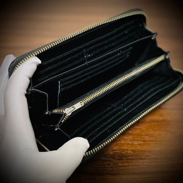 海の宝石 スティングレイ 長財布 メンズ財布 カード１５枚 大容量 ガルーシャ ポリッシュ ブラック 黒 送料無料 YKK_画像6