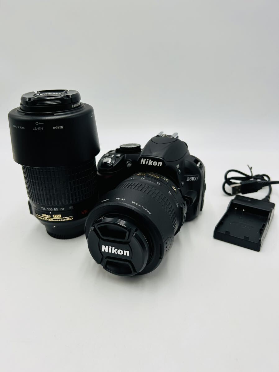 Nikon ニコン デジタル一眼レフカメラ D3100 AF-S NIKKOR 18-55mm 1:3.5-5.6G VR DX 55-200mm 1:4-5.6G ED レンズ2個付きの画像1