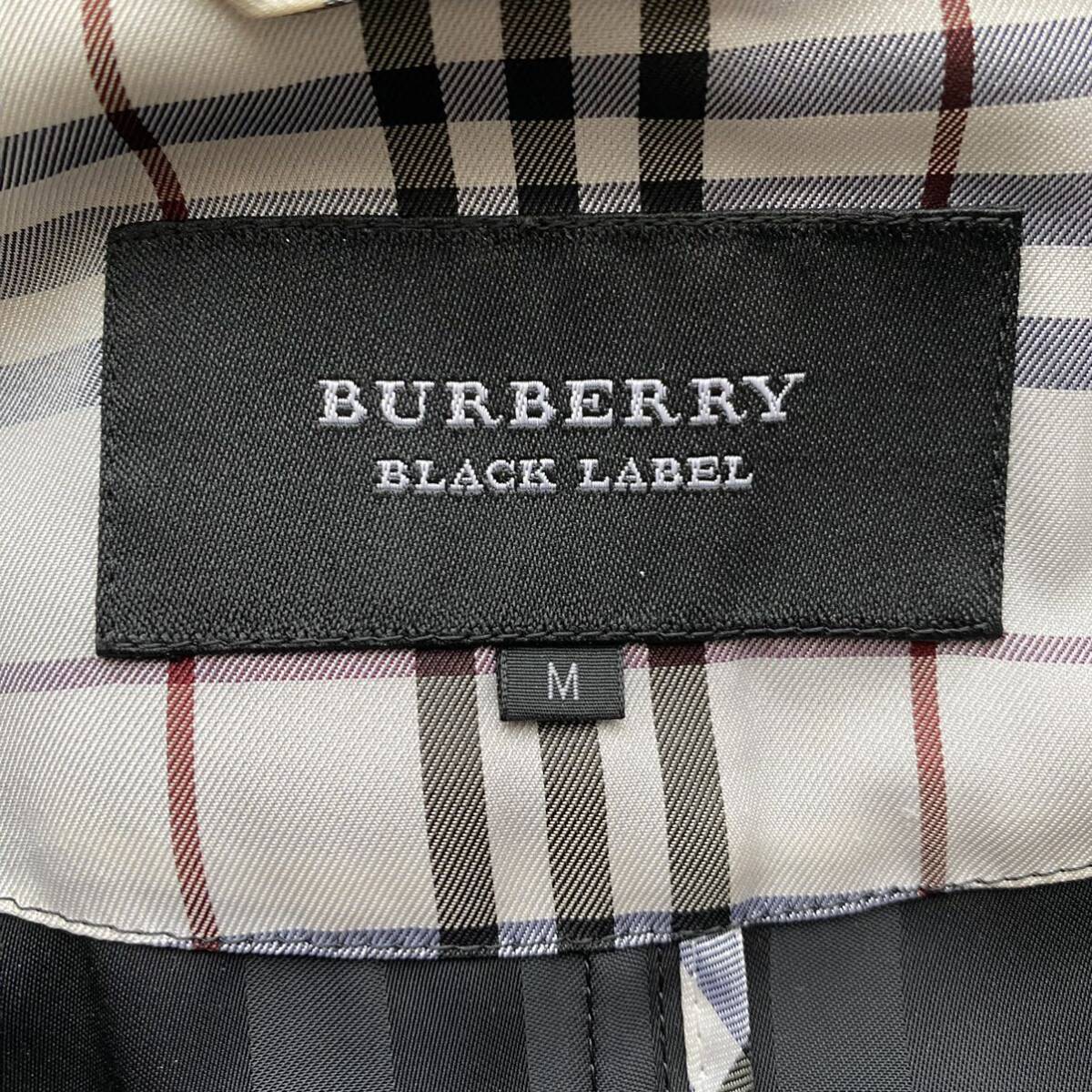 極美品/M/BURBERRYBLACKLABEL シャドーチェック バーバリーブラックレーベル ジャケット ブルゾン ナイロン ジップアップ ホース刺繍　黒_画像7