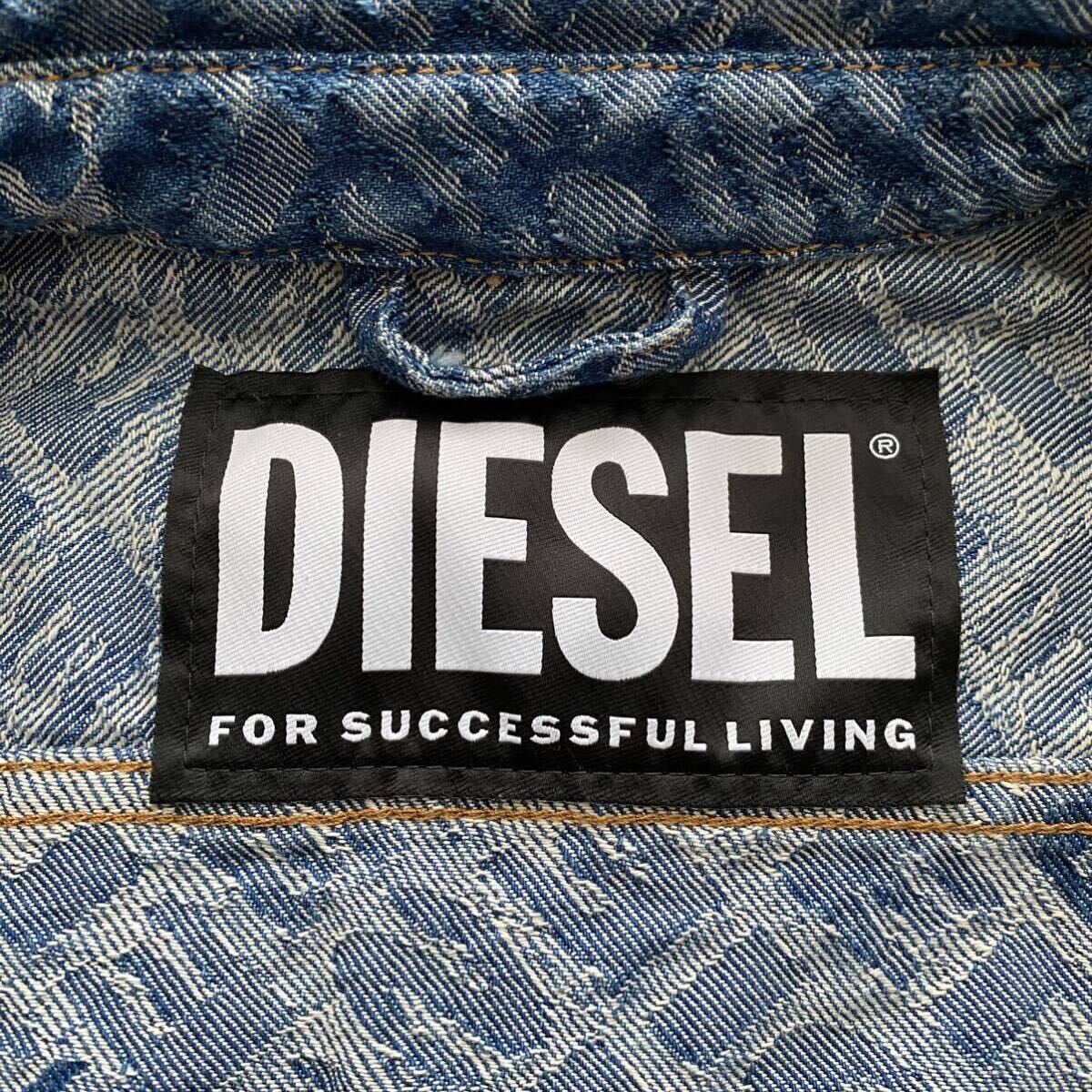 未使用級/Lサイズ相当/DIESEL ディーゼル デニム シャツ 総柄 ジャケット 長袖 インディゴブルー Gジャン コットン 春 メンズ _画像6