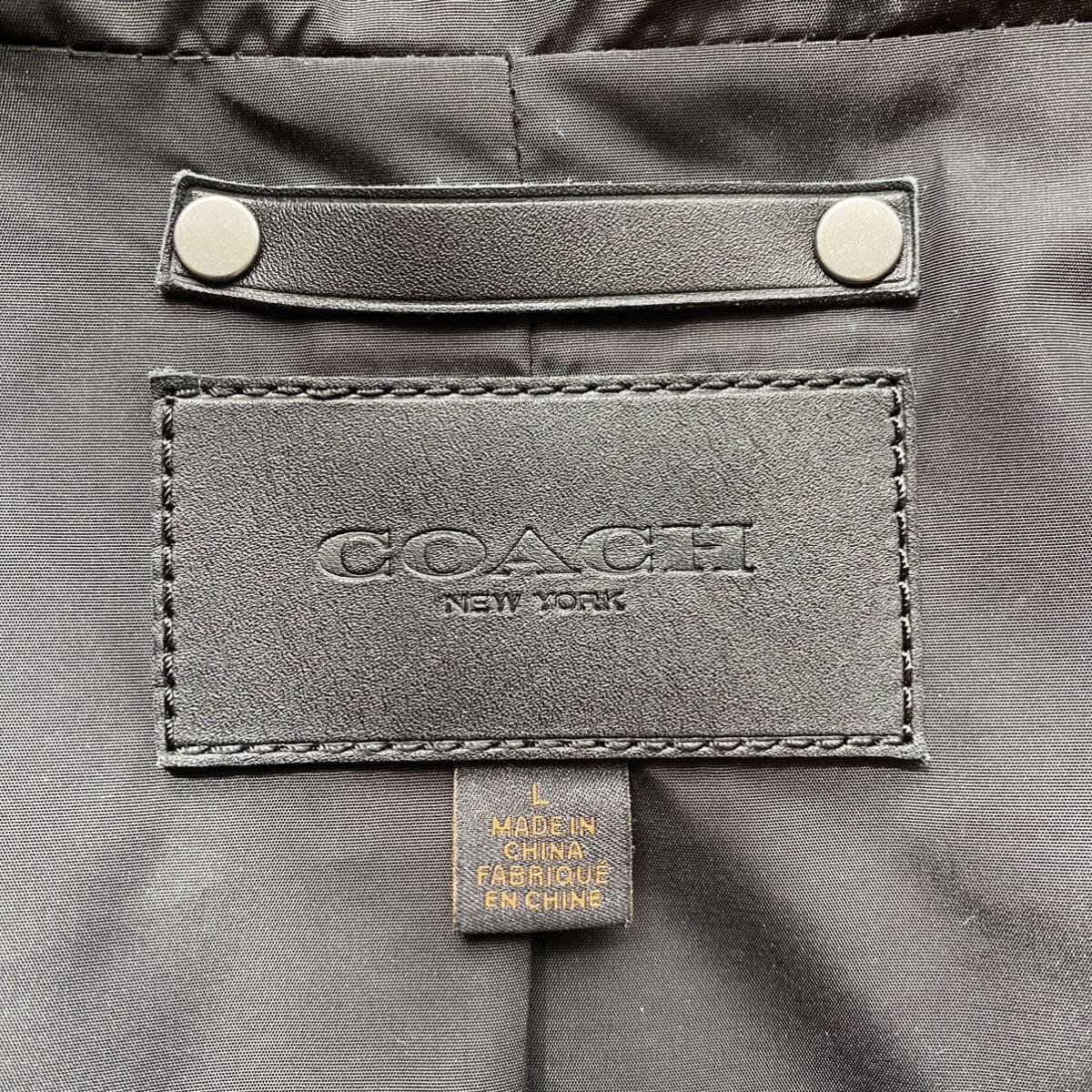 極美品/XLサイズ相当/COACH コーチ レザージャケット レザーパーカー ジャケット ブルゾン パーカー 本革 アウター ブラック 黒 メンズ_画像6